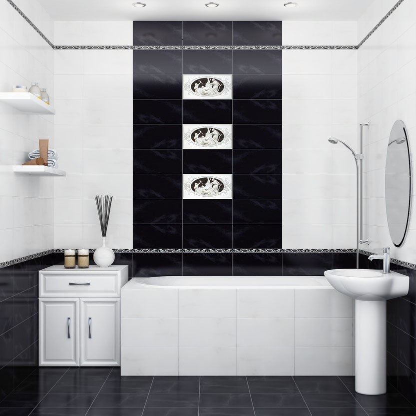 Фото черно белой плитки в ванной фото